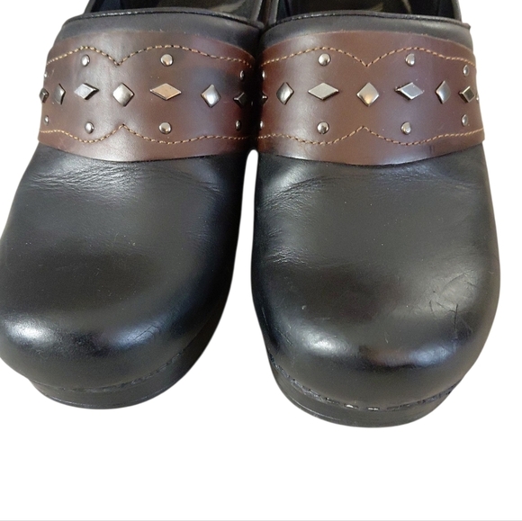 Dansko Pavan Black And Brown Leather Clog Size 7.5-8 Comfort Shoe - Picture 3 of 12